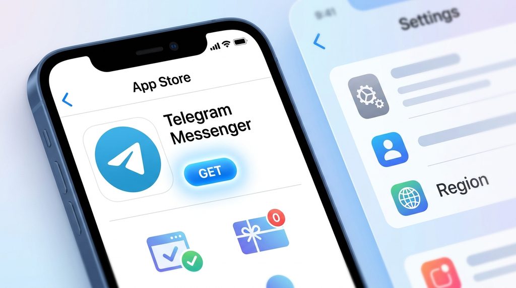 用户在 App Store 搜索界面看到下载按钮变亮，背景为简洁的手机设置页面
